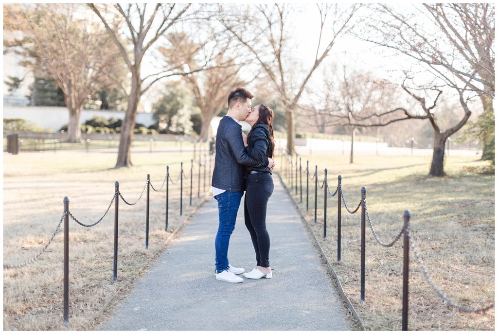 Couple in front of Washington D.C. tidal basin
